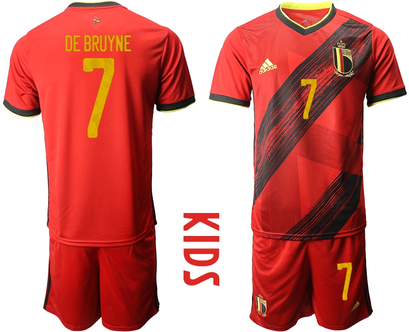 Youth 2021 European Cup Belgium home red #7 Soccer Jersey